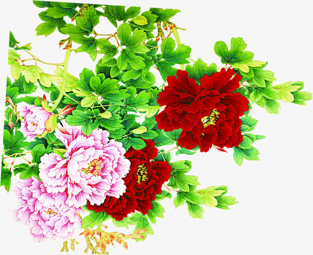 百花争鸣端午节素材免抠