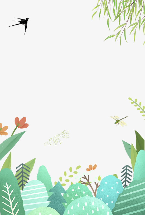 二十四节气之春分春季意境边框免抠手绘/卡通卡通元素