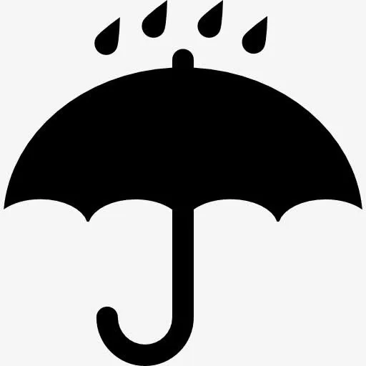 黑人打开伞象征雨滴落在图标免抠