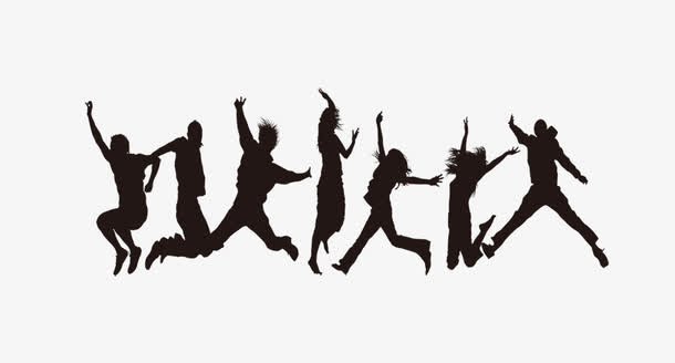 五四青年节欢呼跳跃的青年季剪影免抠