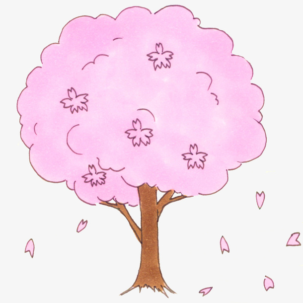 粉色浪漫樱花树木免抠