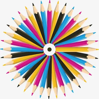 世界平面设计日抽象艺术铅笔簇花免抠