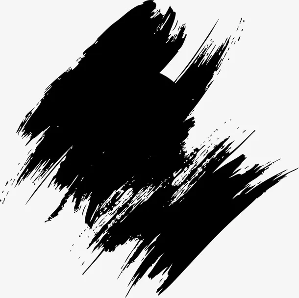 黑色斑斓水墨免抠