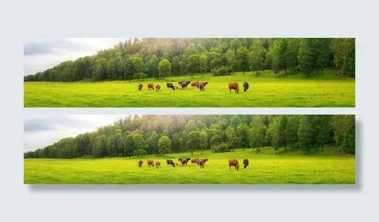 草原牛群风景背景图高清
