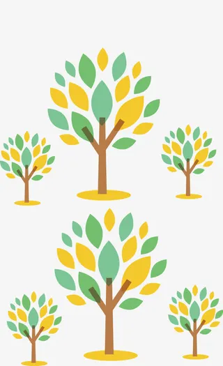 手绘树矢量活动免抠