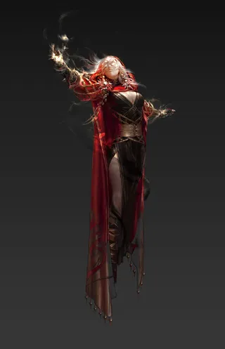 红色邪恶服饰光效游戏人物免抠