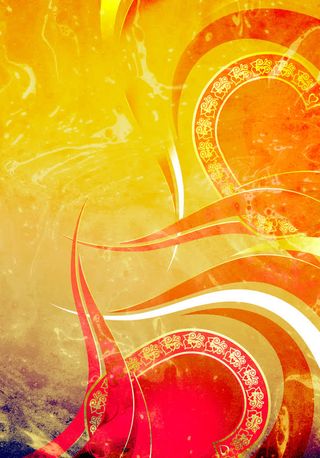 橙色爱心梦幻线条海报背景七夕情人节