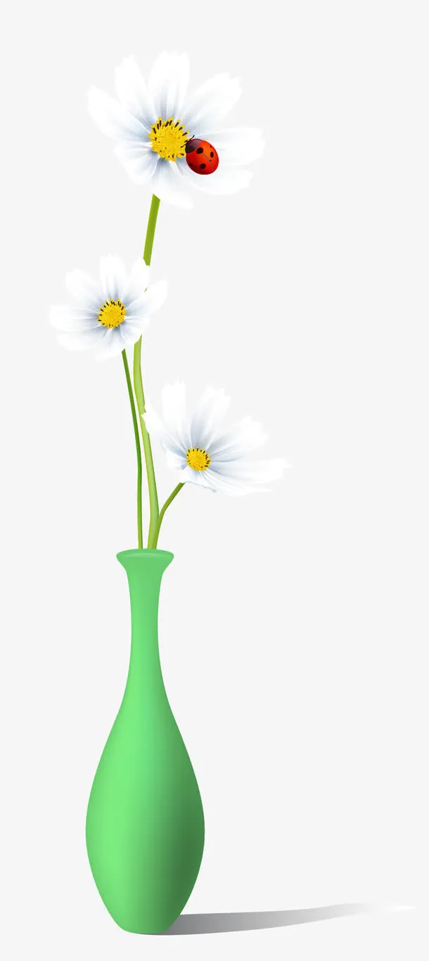 花朵花瓶七星瓢虫免抠