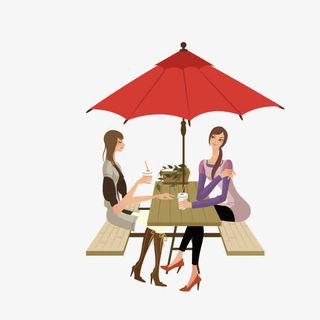 在遮阳伞下的美女免抠