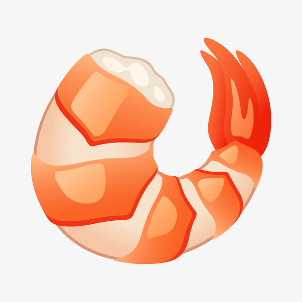 手绘卡通红色虾仁免抠