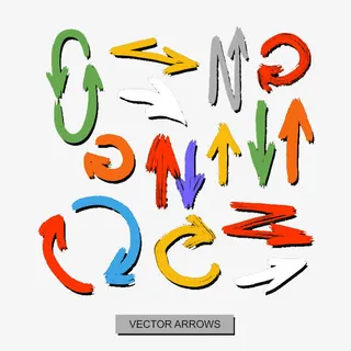 彩色手绘箭头元素免抠