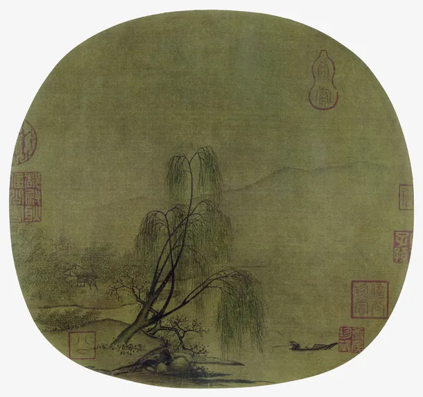 中国风柳树风景图免抠