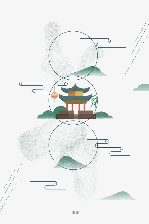 古风小清新庭院宣传免抠
