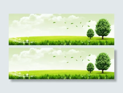 田园绿景banner背景图免抠