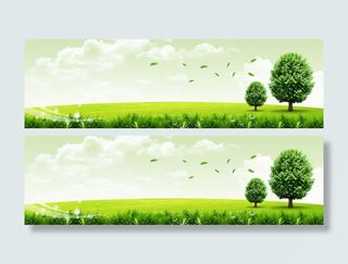 田园绿景banner背景图免抠