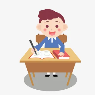 微笑的写作业的小男孩免抠