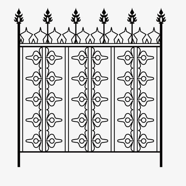 矢量铁质围栏印花大门免抠