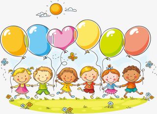 卡通手绘儿童人物气球免抠