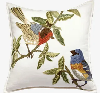 小鸟刺绣的抱枕免抠