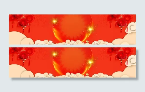 中国风红灯笼与祥云红色背景高清