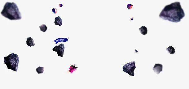 黑色简约陨石漂浮素材免抠