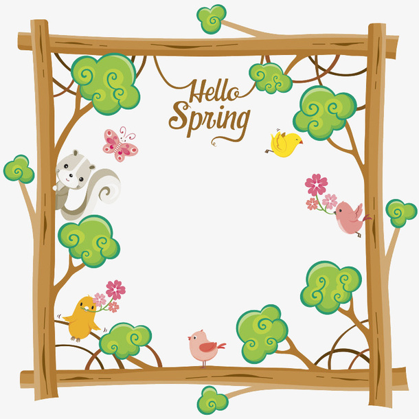 清新卡通创意树叶边框免抠