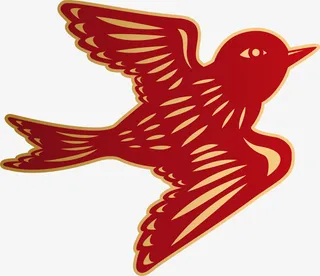 新年红色喜鹊剪纸免抠