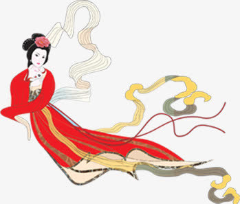 红色嫦娥丝带图片免抠