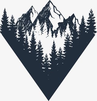 树木黑白花臂图案免抠