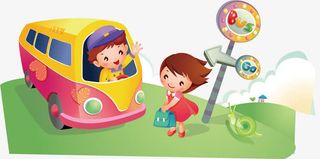 矢量卡通打招呼的汽车司机免抠