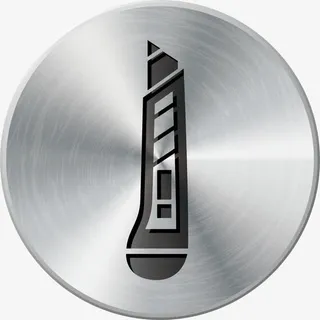 圆形银色金属拉丝小刀图标免抠