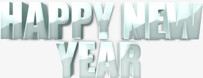 白色新年快乐字体免抠
