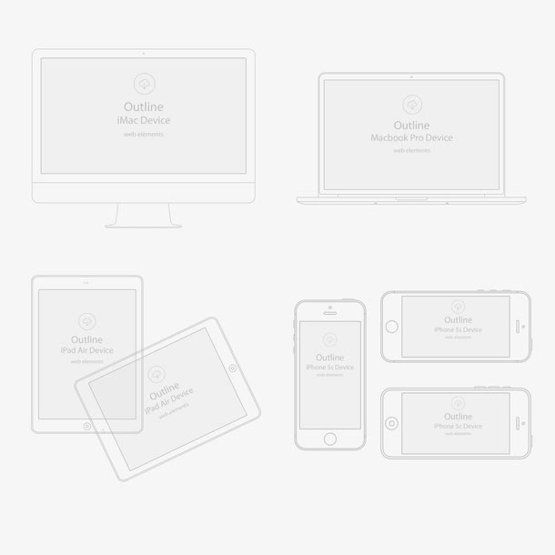 矢量手机平板电脑线框免抠