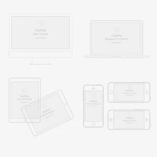 矢量手机平板电脑线框免抠