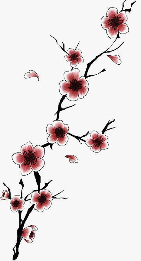 水彩桃花免抠