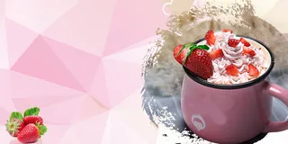 粉红色渐变草莓鲜奶奶茶海报背景素材高清