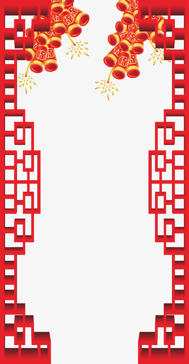 新年鞭炮边框素材免抠