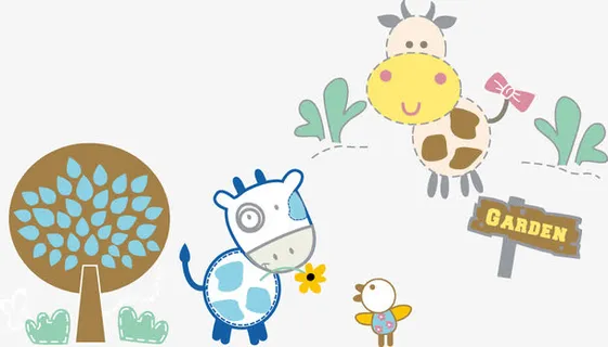 两只斑点牛免抠