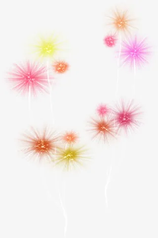 彩色卡通烟花手绘人物免抠