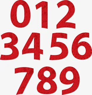 红色手绘数字免抠字体元素