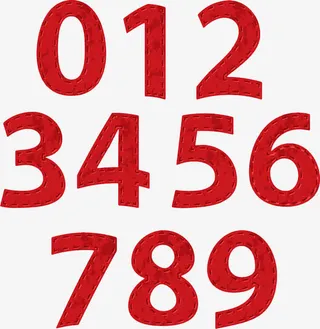 红色手绘数字免抠字体元素