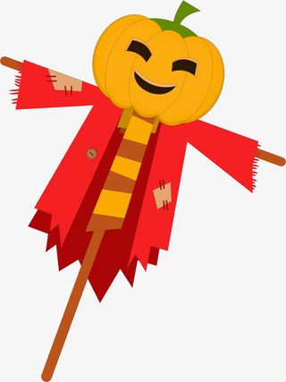 卡通南瓜头稻草人免抠