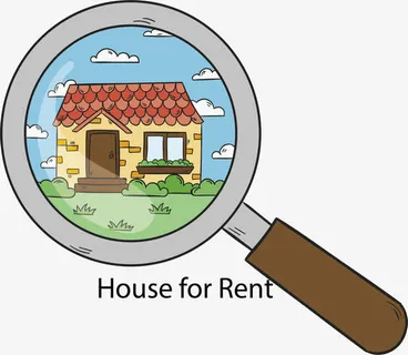 放大镜里的租售房子免抠