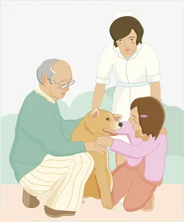 矢量插图小狗与人玩免抠