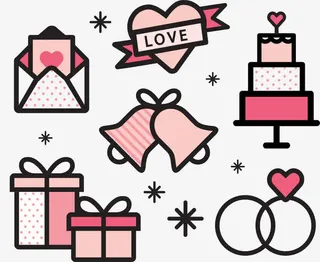 可爱粉红婚礼装饰素材免抠