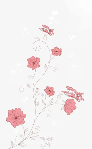 浪漫彩绘鲜花免抠