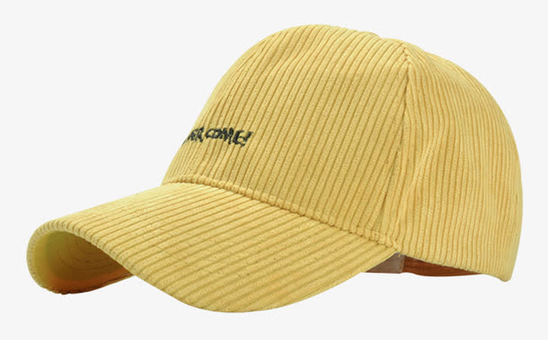 字母灯芯绒条绒小黄帽免抠