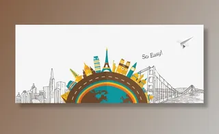 几何图形留学出国教育免抠标签元素