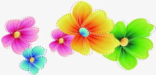 彩色艺术春天花朵免抠