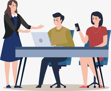 手绘卡通矢量扁平正在办公的人免扣元素免抠